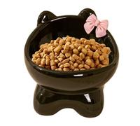 Uozonit Cuenco elevado de cerámica para gatos | Cuencos de comida para mascotas inclinados de 15 grados | Lindo plato inclinado en forma de gatito para gatos antivómitos para gatos de interior para
