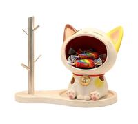 Uozonit Cuenco para llaves, estatua de gato de resina para buena suerte, cuenco de baratijas, mesa de entrada de caramelos, hogar, sala de estar, dormitorio, estante de gabinete