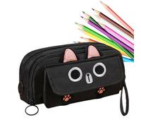 Uozonit Estuche para lápices con diseño de Gato Bordado, Organizador de | escritorio, de papelería, bolsa de marcadores, estuche estético para lápices y borrador, Black, Refer to description
