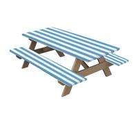 Uozonit Mantel para mesa de picnic, juego de mantel y fundas de banco con diseño de rayas, juego de protectores de mesa de ajuste elástico, fundas de asiento de camping ligeras y multifuncionales para