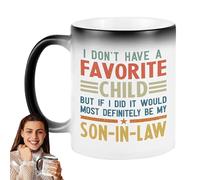 Uozonit Taza de café con texto en inglés "I Don't Have A Favorite Child But If I Did It Would Most Definitely Be My Daughter in Law", taza de café de 350 ml que cambia de calor, exquisitas tazas de