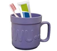Uozonit Vaso para cepillo de dientes, vaso de baño de 400 ml con asa, productos de cepillado de dientes para pastas de dientes, cepillos de dientes, limpiador facial, peines, gafas