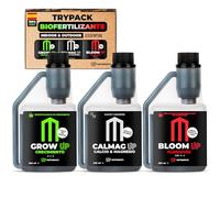 UP NUTRIENTS Trypack Fertilizante Grow, Calmag & Bloom Essential 250 ml | Abono Líquido 100% Orgánico Completo Crecimiento, Floración y Engorde Cogollos | Nutrientes Naturales Plantas