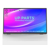 UP PARTS® Monitor portátil, pantalla portátil, monitor portátil para portátil, 185WP - 18,5" Full HD 1920 x 1080, IPS, USB-C y Mini HDMI, conexión VESA, ultrafino, altavoces, empresa italiana