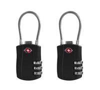 UP Security Business TSA - Candado para maleta con código numérico de 3 dígitos, candado compacto con cable de acero de 10 cm de metal para equipaje de mano, maletín y viajes de negocios, juego de 2