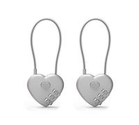 UP Security Candado de Combinación en Forma de Corazón, Candado Pequeño de Cable de Aleación de Zinc para Equipaje, Maleta, Taquilla de Gimnasio, Cremallera de Mochila, Buzón, Color Plata