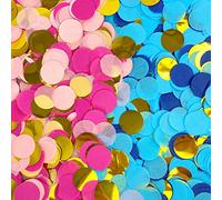 UP THE MOMENT Kit de confeti rosa y azul para bebé, confeti rosa, confeti rosa, confeti dorado, confeti azul, confeti rosa, confeti azul, confeti rosa, confeti de género rosa, confeti azul