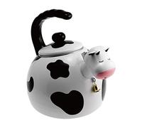 UP ware - Hervidor de té silbante de acero esmaltado de vaca, lindo diseño de animales, 2.3 cuartos de galón
