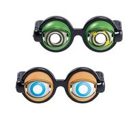UPABLUNSO Divertidas gafas de ojos locos novedosas con ojos que se mueven, lentes parpadeantes para regalos de broma de Halloween, Verde y naranja, Universal Fit for Most