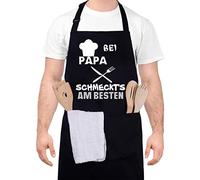 upain Delantal para barbacoa - Delantal de cocina de algodón para hombre, delantal negro, regalo para papá, padre para cumpleaños o Navidad