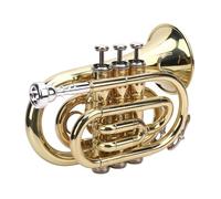 UPALDHOU BB Pocket Trumpet Brass Compact BB Trompeta de Oro Lacas de Oro con Boquilla de 7 °