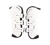 UPALDHOU Botas de Tendón de Caballo Blancas con Frente Abierto Ajustable, Botas Transpirables Que Absorben los Golpes para Jinetes Que Saltan (M)