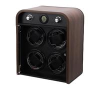 UPALDHOU Enrollador de Reloj de Madera, Sensor de Humedad de Temperatura Preciso, Rotación Silenciosa de 4 Ranuras con Luz LED, para Reloj Mecánico Automático
