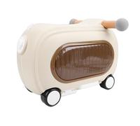 UPALDHOU Equipaje para Montar, Maleta con Ruedas para Niños Pequeños de 20 litros con Ruedas, Luces Musicales, Modos Múltiples, Antivuelco, para Viajes, Niños Pequeños (Beige)