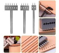 UPALDHOU Juego de Punzones para Cinturón con Borde Incisivo para Técnicas de Tallado de Cuero, 3 Piezas para Artesanos (Espaciado 8 mm (2+4+6))