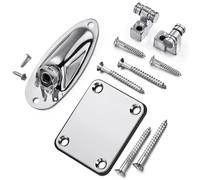 UPALDHOU Juego de Retenedores de Cuerdas para Guitarra, Herrajes de Metal para Guitarra con Placa para Mástil y Placa para Conector de Eléctrica, 2 Retenedores, 3 Placas con Tornillos para (SILVER)