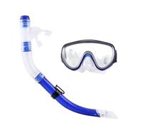 UPALDHOU Máscara de Buceo de Vidrio Templado para Adultos, Azul Amarillo | Diseño de purga de tubo semiseco Boquilla de silicona líquida Correa para la cabeza de ajuste rápido Lente de dureza 9H
