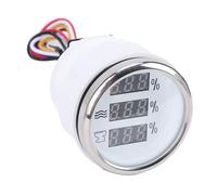 UPALDHOU Medidor Digital de Nivel de Aguas Residuales de Agua y de 52 Mm, Medidor de Tanque de Gasolina con Pantalla Azul 3 en 1 con Retroiluminación, para Automóviles, (esfera blanca bisel plateado)