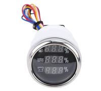 UPALDHOU Medidor Digital de Nivel de Aguas Residuales de Agua y de 52 Mm, Medidor de Tanque de Gasolina con Pantalla Azul 3 en 1 con Retroiluminación, para Automóviles, (Bisel plateado con esfera