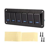 UPALDHOU Panel de Interruptor de Palanca DC12V a 24V 3PIN 6 Gang 30A para RV Yacht Car, Aleación de Aluminio Luz de Fondo Azul Precableado para RV Yacht Car