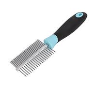 UPALDHOU Peine para Mascotas de Acero Inoxidable de Doble Cara para Perros y Gatos, Elimina y Nudos, Peluqueros Profesionales para el Hogar, 7,3x2 Pulgadas (BLUE)