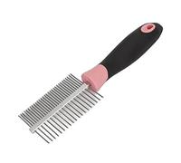 UPALDHOU Peine para Mascotas de Acero Inoxidable de Doble Cara para Perros y Gatos, Elimina y Nudos, Peluqueros Profesionales para el Hogar, 7,3x2 Pulgadas (PINK)