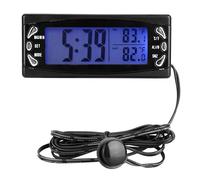 UPALDHOU Termómetro Digital para Automóvil, Reloj ABS, Medidor de Temperatura LCD de 12 V con Alarma, Pantalla Exterior Interior Dual, Memoria Máxima Mínima de 12 H 24 H, para Conductores de Tablero