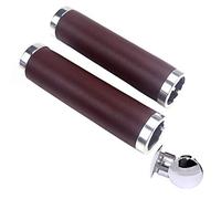 UPANBIKE Puños de Manillar de Bicicleta de Cuero, Fit 22,2 mm Manillar para Bicicleta de Carretera Bicicleta de Montaña (Un Par,café)