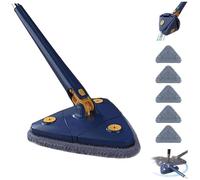 Upattend - Trapeador triangular Upattend giratorio de 360°, ajustable, mojado y seco, con mango largo extensible, escurrido automático para limpiar paredes y techos (B)