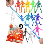 UpBrands - Paquete de 96 juguetes de esqueleto el sticos (12 colores vibrantes), regalos de fiesta de Halloween a granel, diversi n sensorial y e
