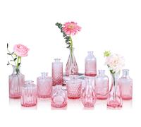 UPBUD Glass Bud Vases Set of 12 Mini Flower Vases for Centerpieces Small Clear Vases in Bulk for Wedding Decorations Vintage Vases for Table Recep
