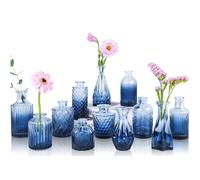 UPBUD Glass Bud Vases Set of 12 Mini Flower Vases for Centerpieces Small Clear Vases in Bulk for Wedding Decorations Vintage Vases for Table Recep