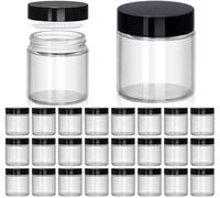 UPBUD Tarros de vidrio transparente de 120 ml con tapas, paquete de 24 recipientes cosméticos a prueba de fugas con forro interior, boca ancha y redonda, sellables para cremas, lociones, aceites