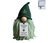 Updade - Gnomo de hoja de apoyo emocional, tu pequeño compañero de cannabis, divertido gorro de hoja de cannabis, mini figura de gnomo con etiquetas inspiradoras, para mujeres, hombres, adolescentes