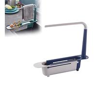 Updated Telescopic Sink Storage Rack, Expandable Kitchen Sink Organizer Rack, Over the Sink Expandable Storage Drain Basket Rack for Home Kitchen (Blue)