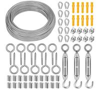 UPDOKIT Kit de cuerda de alambre de acero inoxidable de 50 m/2 mm, alambre de jardín para plantas trepadoras, enrejado de vides, cuerda de tienda de campaña, imagen, asegurar la sombra