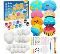 UPDOKIT Kit Pintura de Conchas que Brillan en la Oscuridad para Niños, Regalo para Niños de 3 4 5 6 7 8 9 10 11 12 Años, DIY Pintura y Manualidades, Accesorios para Campanas de Viento