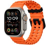 Upeak Correa deportiva compatible con Apple Watch Ultra de 49 mm, 45 mm, 44 mm, 42 mm, 46 mm, correas ajustables de silicona Ocean Loop para iWatch Series 11 10 9 SE 8 7 6 5 4 3 2 1, naranja