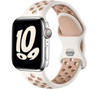 Upeak Silicona Correa Compatible con Correa Apple Watch 40mm 41mm 38mm 42mm, Pulsera Transpirable con Hebilla de Doble Agujero, para iWatch Series 10 9 8 7 6 5 4 3 2 1 Ultra SE, L, Blanco Estrella