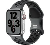 Upeak Silicona Correa Compatible con Correa Apple Watch 40mm 41mm 38mm 42mm, Pulsera Transpirable con Hebilla de Doble Agujero, para iWatch Series 10 9 8 7 6 5 4 3 2 1 Ultra SE, S, Carbón/Negro
