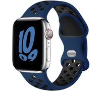 Upeak Silicona Correa Compatible con Correa Apple Watch 40mm 41mm 38mm 42mm, Pulsera Transpirable con Hebilla de Doble Agujero, para iWatch Series 10 9 8 7 6 5 4 3 2 Ultra SE, L, Azul Medianoche/Negro