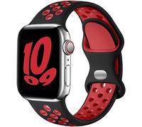 Upeak Silicona Correa Compatible con Correa Apple Watch 40mm 41mm 38mm 42mm, Pulsera Transpirable con Hebilla de Doble Agujero, para iWatch Series 10 9 8 7 6 5 4 3 2 1 Ultra SE, L, Negro/Rojo