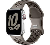 Upeak Silicona Correa Compatible con Correa Apple Watch 44mm 45mm 46mm 42mm 49mm, Pulsera Transpirable con Doble Agujero, para iWatch Series 10 9 8 7 6 5 4 3 2 1 Ultra SE, S, Gris Oliva/Taupe Oscuro