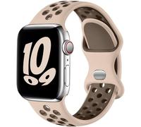 Upeak Silicona Correa Compatible con Correa Apple Watch 44mm 45mm 46mm 42mm 49mm, Pulsera Transpirable con Doble Agujero, para iWatch Series 10 9 8 7 6 5 4 3 2 1 Ultra SE, S, Piedra del desierto