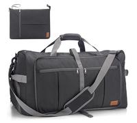 Upeelife Bolsa de Viaje, 125L Plegable Ligera Bolsa Viaje con Compartimento para Zapatos y Bolsillo para Mojado, Bolsa de Deporte Bolsas de Fin de Semana para Hombre Mujer (Negro)