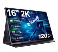 UPERFECT 16 Pulgadas 2K 120Hz Monitor Portátil, 2560x1600 10 bits 2000:1 | 120% sRGB 400 Nits, con Mini HDMI USB C para PC Laptop Smartphone Xbo Switch PS4/5, Compatible VESA, Cuerpo de Aluminio