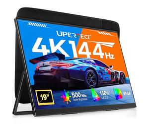 UPERFECT 19" Monitor Portátil 4K 144Hz Gaming Monitor QLED 3840×2160 146% sRGB HDR10 2000:1 500Nits 0.1ms Diseño con Soporte Integrado y VESA, Monitor de Viaje para Laptop, PC y Consola deJjuegos