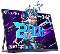 UPERFECT 2.5K 240Hz Monitor Portátil, 16" 2560x1600 QHD 100% DCI-P3 400 Nits Portable Monitor for Laptop w/Stand & VESA, Adaptive Sync HDMI 2.1 Pantalla Externa para PC Phone Consola de Juegos