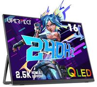 UPERFECT 2.5K 240Hz QLED Monitor Portátil, 16" 2560x1600 QHD 100% DCI-P3 400 Nits Portable Monitor for Laptop w/Stand & VESA, Adaptive Sync HDMI 2.1 Pantalla Externa para PC Phone Consola de Juegos
