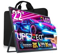 UPERFECT 22 Pulgadas 2K QLED Táctil Monitor Portátil con Soporte Integrado 2560x1440 QHD Screen Eye-Care Mini HDMI USB C para PC Laptop Xbo Switch PS4/5, Pantalla Móvil Compatible VESA